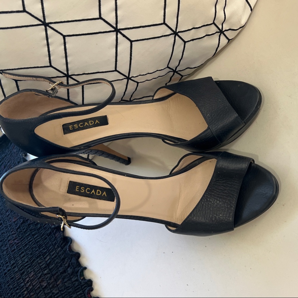 Escada Black Ankle Strap Heels